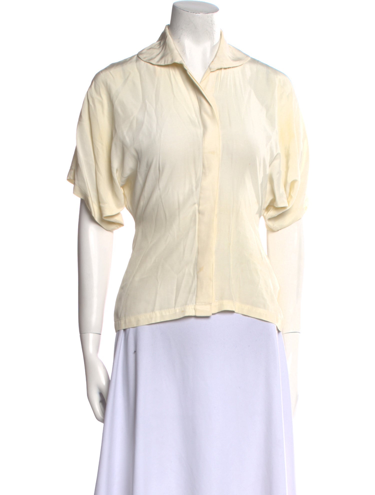 Norma Kamali Short Sleeve Button-Up Top